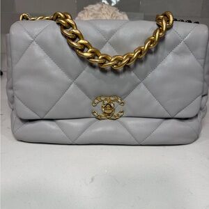Chanel 19 Grey Two Tone Hardware Great Condition